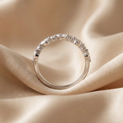 0.47 CT Marquise & Round Diamond Bezel Band Ring