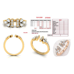 0.51 CT Pear & Round Diamond Open Cuff Ring