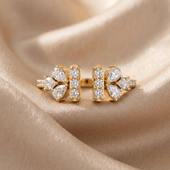 0.51 CT Pear & Round Diamond Open Cuff Ring