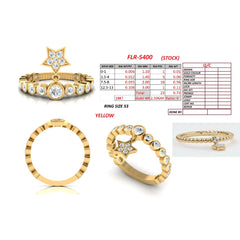 0.73 CT Round Diamond Bezel Star Charm Ring