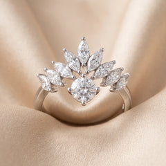 0.96 CT Round & Marquise Diamond Crown Ring