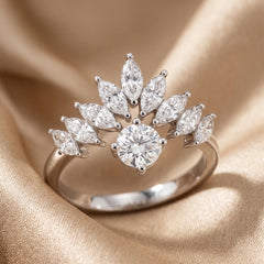 0.96 CT Round & Marquise Diamond Crown Ring