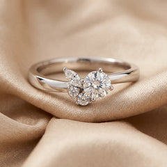 0.96 CT Round & Marquise Diamond Crown Ring