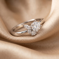 0.96 CT Round & Marquise Diamond Crown Ring