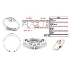 0.23 CT Round Diamond Chevron Ring