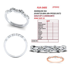 0.35 CT Marquise Diamond Wave Band Ring