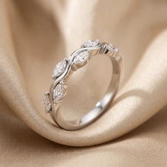 0.35 CT Marquise Diamond Wave Band Ring