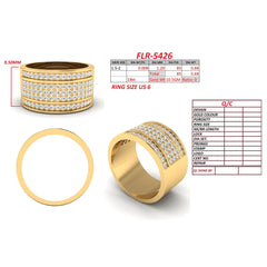 0.68 CT Diamond Wide Multi Row Band Ring