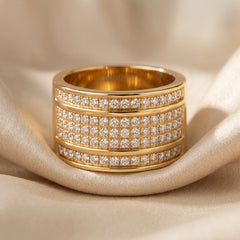 0.68 CT Diamond Wide Multi Row Band Ring