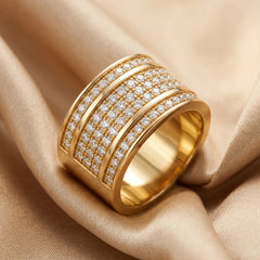 0.68 CT Diamond Wide Multi Row Band Ring