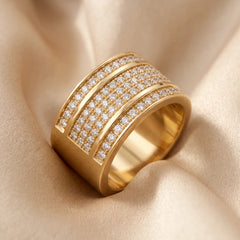 0.68 CT Diamond Wide Multi Row Band Ring
