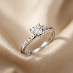 0.57 CT Heart & Round Diamond Ring
