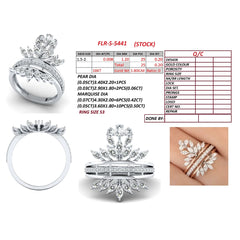 1.23 CT Marquise, Pear & Round Diamond Leaf Crown Ring