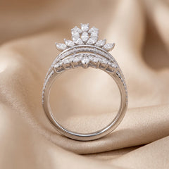 1.23 CT Marquise, Pear & Round Diamond Leaf Crown Ring