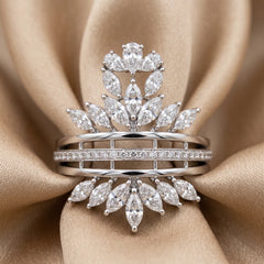 1.23 CT Marquise, Pear & Round Diamond Leaf Crown Ring