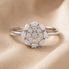 0.35 CT Pear & Round Diamond Floral Cluster Ring