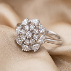 0.35 CT Pear & Round Diamond Floral Cluster Ring