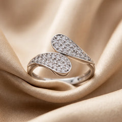 0.42 CT Diamond Pavé Teardrop Bypass Ring