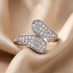 0.42 CT Diamond Pavé Teardrop Bypass Ring