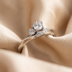 0.38 CT Diamond Solitaire Bypass Ring
