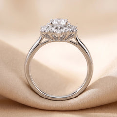 0.71 CT Diamond Solitaire Snowflake Halo Ring