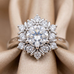0.71 CT Diamond Solitaire Snowflake Halo Ring