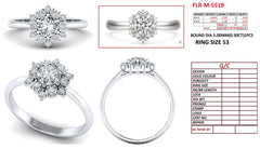 0.71 CT Diamond Solitaire Snowflake Halo Ring
