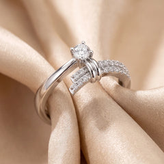0.24 CT Diamond Solitaire Ribbon Bypass Ring