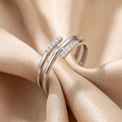 0.06 CT Diamond Double Bar Bypass Ring
