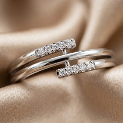 0.06 CT Diamond Double Bar Bypass Ring
