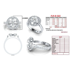 0.88 CT Round & Pear Diamond Flower Halo Ring