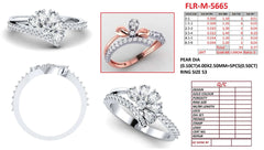 0.77 CT Pear & Round Diamond Flower Bypass Ring