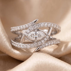 1.16 CT Marquise & Round Diamond Multi Row Bypass Ring