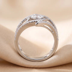 1.16 CT Marquise & Round Diamond Multi Row Bypass Ring