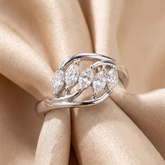 0.35 CT Marquise Diamond Bypass Ring