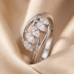 0.35 CT Marquise Diamond Bypass Ring