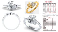 0.65 CT Pear & Round Diamond Flower Leaf Ring