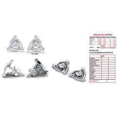 0.80 CT Round Diamond Triangle Swirl Stud Earrings