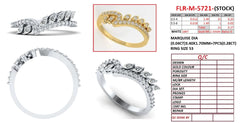 0.55 CT Marquise & Round Diamond Leaf Band Ring