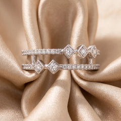 0.36 CT Diamond Double Row Kite Station Ring