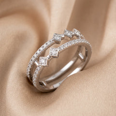 0.36 CT Diamond Double Row Kite Station Ring