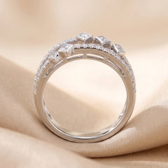 0.36 CT Diamond Double Row Kite Station Ring