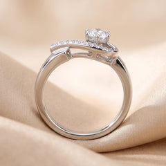0.78 CT Diamond Solitaire Swirl Bypass Ring