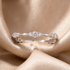0.42 CT Diamond Station Band Ring