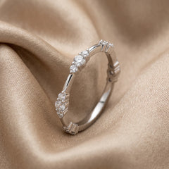 0.42 CT Diamond Station Band Ring
