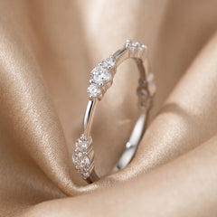 0.42 CT Diamond Station Band Ring
