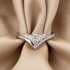 0.50 CT Diamond Cluster V Shaped Ring