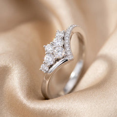 0.50 CT Diamond Cluster V Shaped Ring