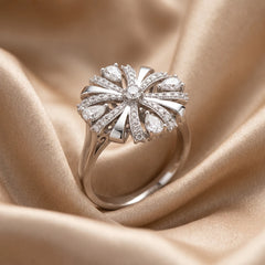 0.67 CT Pear & Round Diamond Starburst Ring