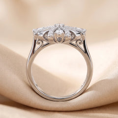 0.67 CT Pear & Round Diamond Starburst Ring